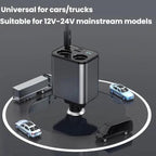 120W 1 To 2 Retractable USB Car Fast Charging Charger With Cigarette Lighter