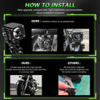 40W Motorcycle Wired Switch Integrated Waterproof Demon Eye Spotlight, Green Light