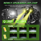 40W Motorcycle Wired Switch Integrated Waterproof Demon Eye Spotlight, Green Light