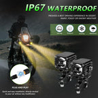 40W Motorcycle Wired Switch Integrated Waterproof Demon Eye Spotlight, Green Light