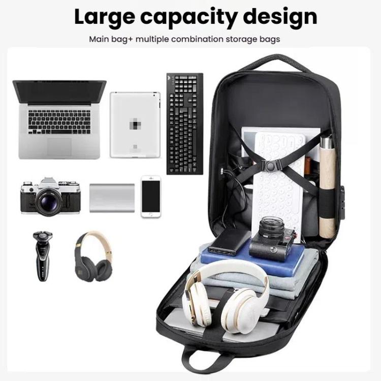 15.6-16.6 Inch Hard Shell Laptop Backpack with USB+Type-C Charging Ports Unisex Anti-Theft  Business Travel Bag, Gray, Blue, Black, Airbag Gray, Airbag Blue, Airbag Black