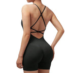 Seamless Sexy Criss Cross Backless Cami Yoga Bodysuit Fitness One-Piece Workout Outfit, S, M, L