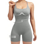 Seamless Sexy Criss Cross Backless Cami Yoga Bodysuit Fitness One-Piece Workout Outfit, S, M, L