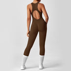 Women Backless Long Yoga Bodysuit with Front Zipper - Waist Cinching & Hip Lifting for Running, Fitness, Workout, S, M, L