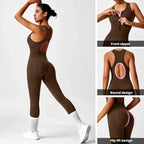 Women Backless Long Yoga Bodysuit with Front Zipper - Waist Cinching & Hip Lifting for Running, Fitness, Workout, S, M, L