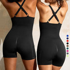 Women Seamless Ribbed Yoga Jumpsuit Cropped Racerback Workout Bodysuit with Side Pocket, S, M, L