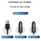 F4505 Car Triple-Head Rotatable Fan Auto 3-Way Folding Fan, USB Port 5V, Cigarette Lighter Port 12V, Cigarette Lighter Port 24V