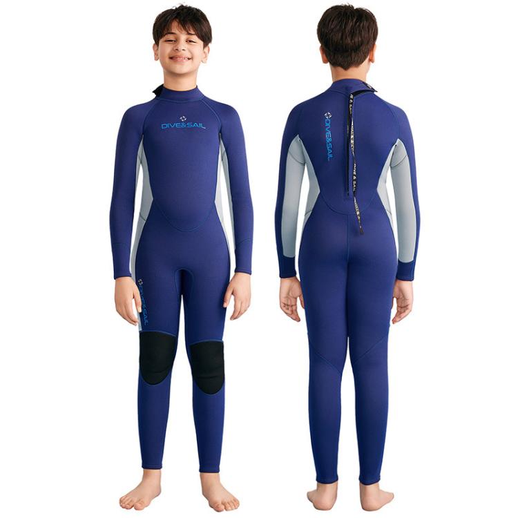 DIVE & SAIL 2.5MM Kids Long Sleeve One-Piece Warm Wetsuit Youth Snorkeling Surf Suit, 8, 10, 12, 14, 16