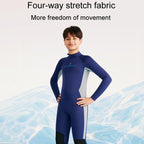 DIVE & SAIL 2.5MM Kids Long Sleeve One-Piece Warm Wetsuit Youth Snorkeling Surf Suit, 8, 10, 12, 14, 16