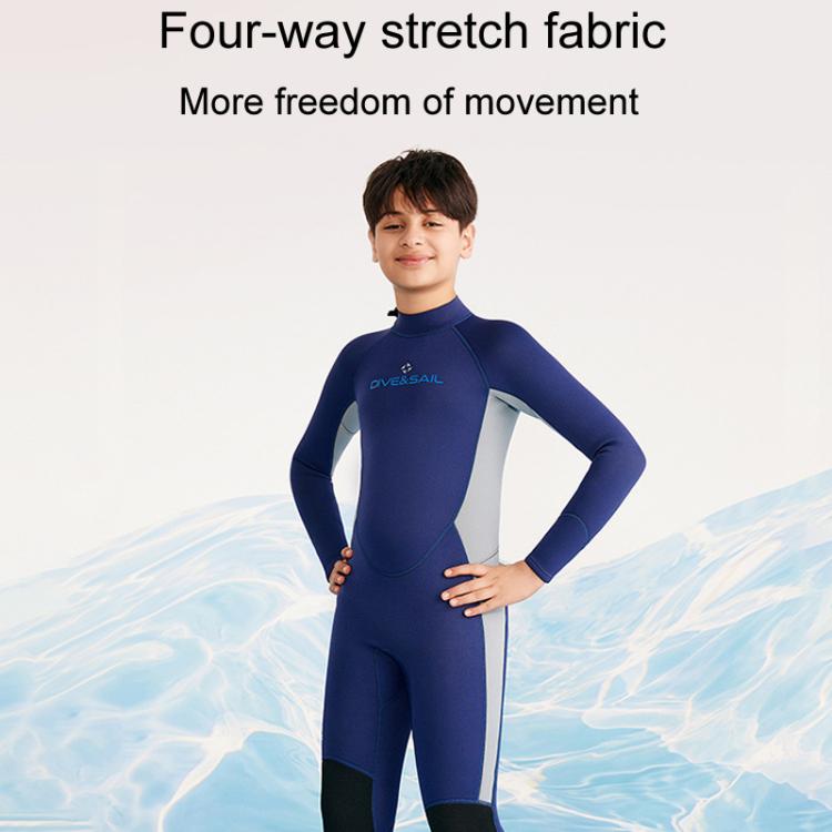 DIVE & SAIL 2.5MM Kids Long Sleeve One-Piece Warm Wetsuit Youth Snorkeling Surf Suit, 8, 10, 12, 14, 16