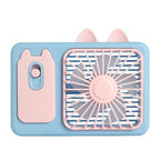 Cute Cartoon Kitten Camera Handheld Large Wind Rechargeable Fan With Stand Desktop Fan