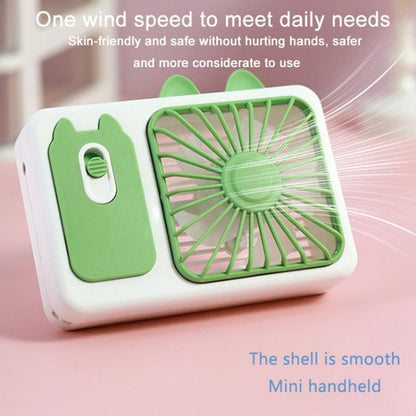 Cute Cartoon Kitten Camera Handheld Large Wind Rechargeable Fan With Stand Desktop Fan
