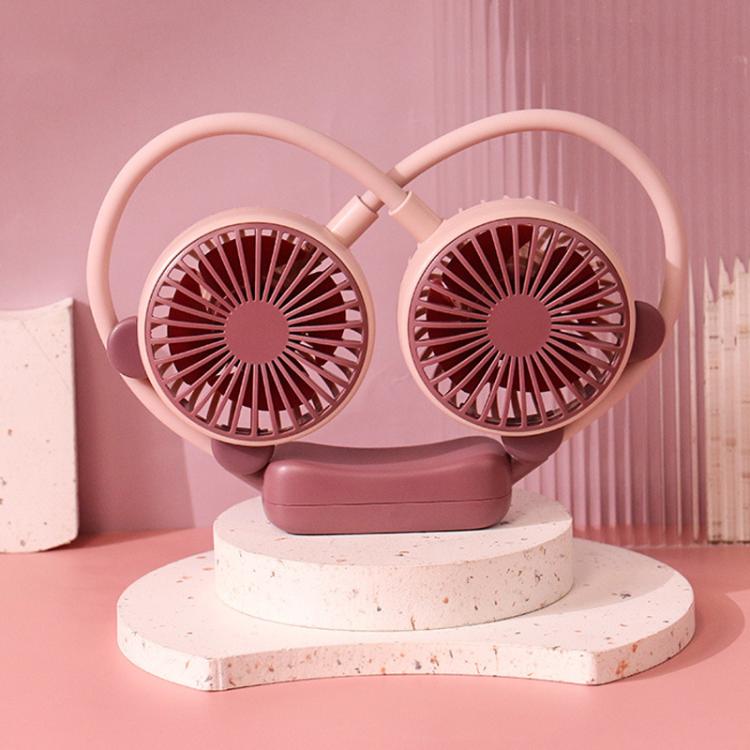 Outdoor Folding Mini Neck Fan Portable USB Rechargeable Summer Gift Fan, Bear Green, Bear Pink Purple, Bear Gray White, Devil Gray White, Devil Pink Purple, Devil Green, Cat Ears Green, Cat Ears Gray White, Cat Ears Pink Purple, Deer Green             ...