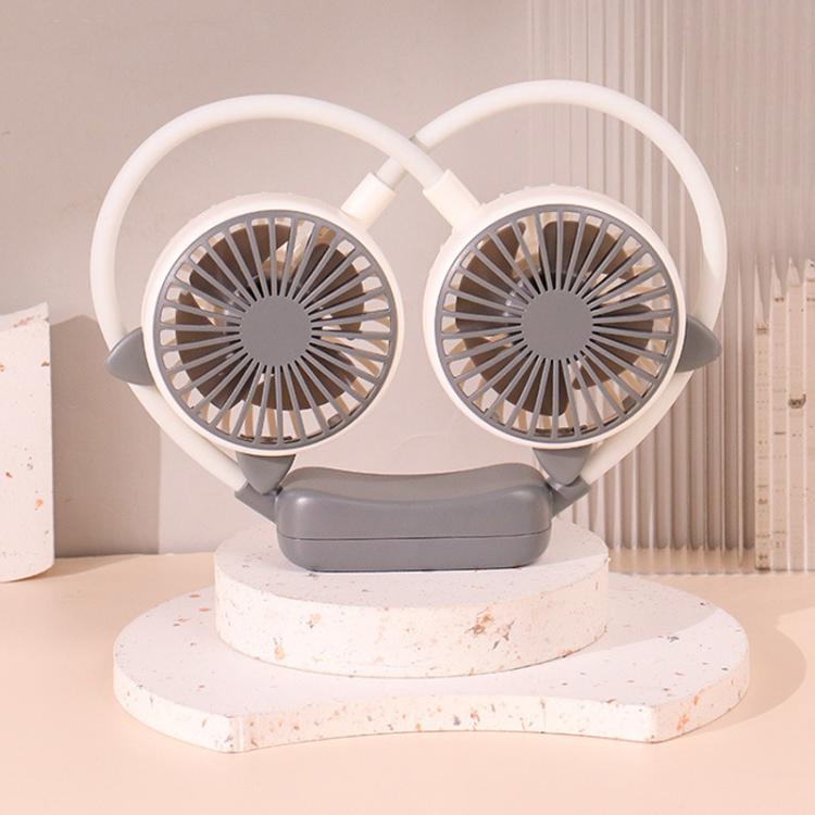 Outdoor Folding Mini Neck Fan Portable USB Rechargeable Summer Gift Fan, Bear Green, Bear Pink Purple, Bear Gray White, Devil Gray White, Devil Pink Purple, Devil Green, Cat Ears Green, Cat Ears Gray White, Cat Ears Pink Purple, Deer Green             ...