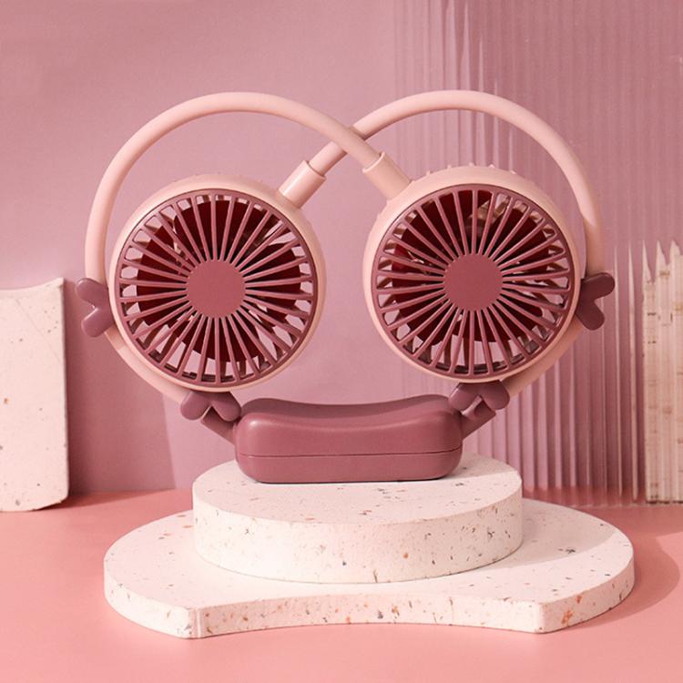 Outdoor Folding Mini Neck Fan Portable USB Rechargeable Summer Gift Fan, Bear Green, Bear Pink Purple, Bear Gray White, Devil Gray White, Devil Pink Purple, Devil Green, Cat Ears Green, Cat Ears Gray White, Cat Ears Pink Purple, Deer Green             ...
