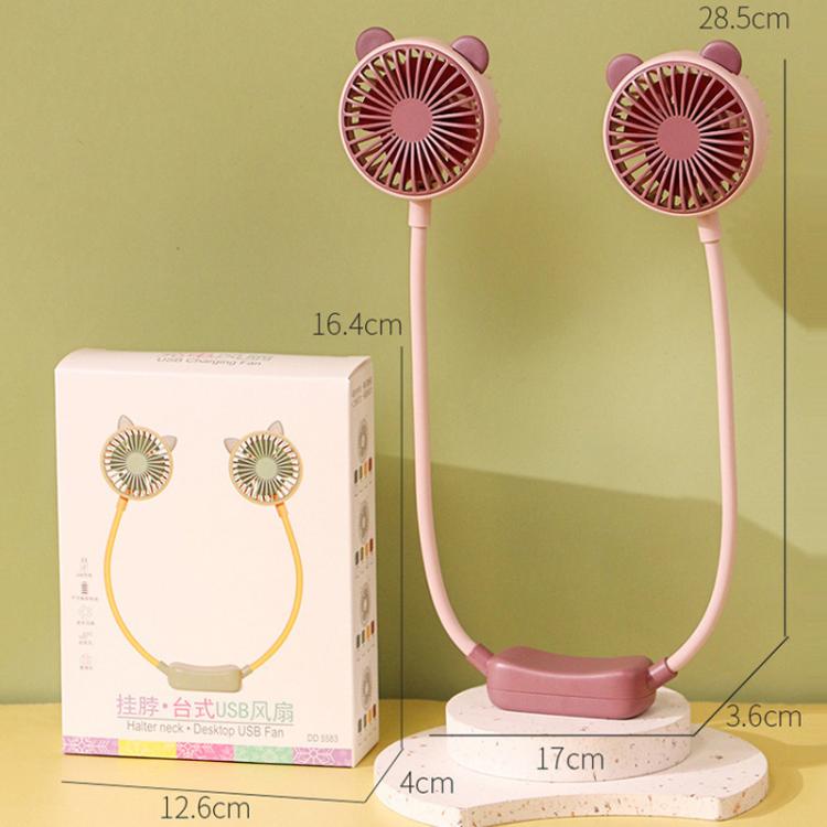 Outdoor Folding Mini Neck Fan Portable USB Rechargeable Summer Gift Fan, Bear Green, Bear Pink Purple, Bear Gray White, Devil Gray White, Devil Pink Purple, Devil Green, Cat Ears Green, Cat Ears Gray White, Cat Ears Pink Purple, Deer Green             ...