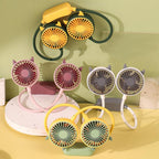 Outdoor Folding Mini Neck Fan Portable USB Rechargeable Summer Gift Fan, Bear Green, Bear Pink Purple, Bear Gray White, Devil Gray White, Devil Pink Purple, Devil Green, Cat Ears Green, Cat Ears Gray White, Cat Ears Pink Purple, Deer Green             ...