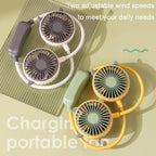 Outdoor Folding Mini Neck Fan Portable USB Rechargeable Summer Gift Fan, Bear Green, Bear Pink Purple, Bear Gray White, Devil Gray White, Devil Pink Purple, Devil Green, Cat Ears Green, Cat Ears Gray White, Cat Ears Pink Purple, Deer Green             ...