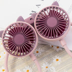 Outdoor Folding Mini Neck Fan Portable USB Rechargeable Summer Gift Fan, Bear Green, Bear Pink Purple, Bear Gray White, Devil Gray White, Devil Pink Purple, Devil Green, Cat Ears Green, Cat Ears Gray White, Cat Ears Pink Purple, Deer Green             ...