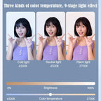 Clip-On Selfie Ring Light with Mirror Rechargeable Portable Makeup Light 3 Adjustable Color Temperatures
