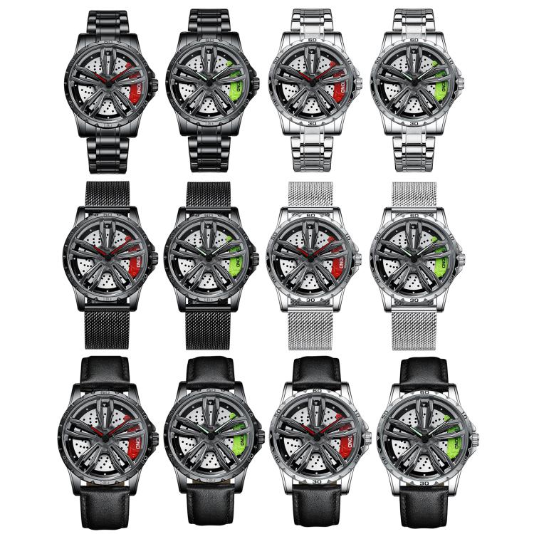 BINBOND D001 3D Hollow Motorcycle Rotating Wheel Watch, Black Steel-Red, Black Steel-Green, White Steel-Red, White Steel-Green, Black Net-Black Steel-Red, Black Net-Black Steel-Green, White Net-White Steel-Red, White Net-White Steel-Green              ...
