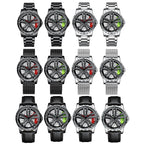 BINBOND D001 3D Hollow Motorcycle Rotating Wheel Watch, Black Steel-Red, Black Steel-Green, White Steel-Red, White Steel-Green, Black Net-Black Steel-Red, Black Net-Black Steel-Green, White Net-White Steel-Red, White Net-White Steel-Green              ...