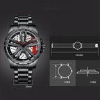 BINBOND D001 3D Hollow Motorcycle Rotating Wheel Watch, Black Steel-Red, Black Steel-Green, White Steel-Red, White Steel-Green, Black Net-Black Steel-Red, Black Net-Black Steel-Green, White Net-White Steel-Red, White Net-White Steel-Green              ...