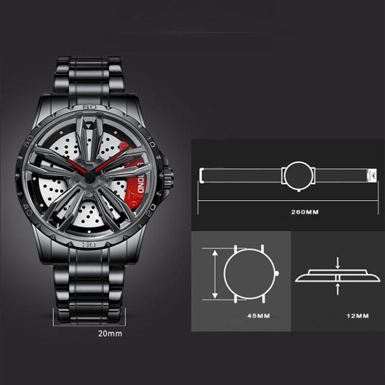 BINBOND D001 3D Hollow Motorcycle Rotating Wheel Watch, Black Steel-Red, Black Steel-Green, White Steel-Red, White Steel-Green, Black Net-Black Steel-Red, Black Net-Black Steel-Green, White Net-White Steel-Red, White Net-White Steel-Green              ...