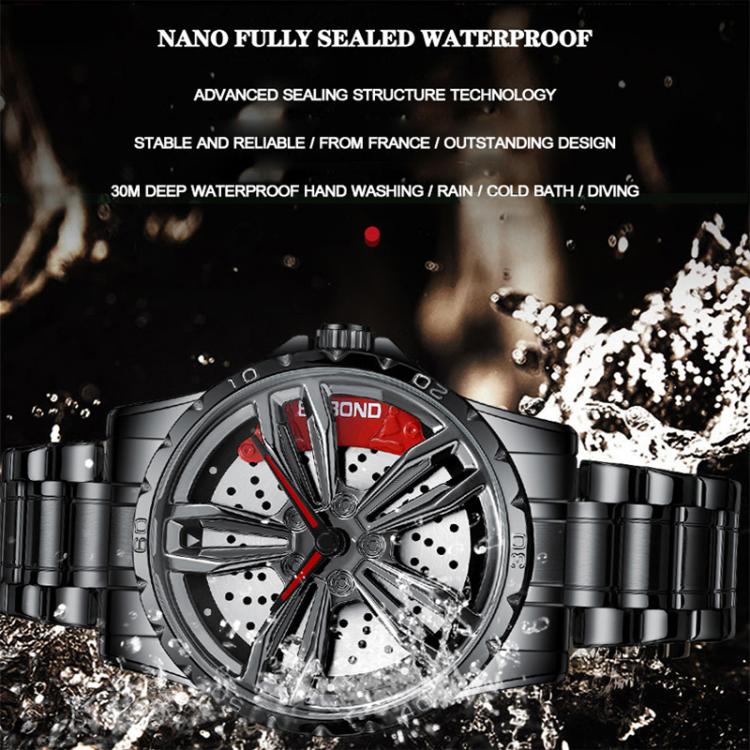 BINBOND D001 3D Hollow Motorcycle Rotating Wheel Watch, Black Steel-Red, Black Steel-Green, White Steel-Red, White Steel-Green, Black Net-Black Steel-Red, Black Net-Black Steel-Green, White Net-White Steel-Red, White Net-White Steel-Green              ...