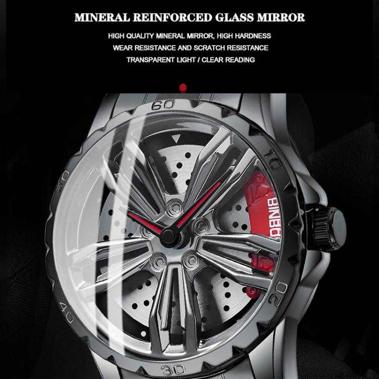 BINBOND D001 3D Hollow Motorcycle Rotating Wheel Watch, Black Steel-Red, Black Steel-Green, White Steel-Red, White Steel-Green, Black Net-Black Steel-Red, Black Net-Black Steel-Green, White Net-White Steel-Red, White Net-White Steel-Green              ...