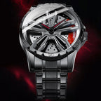 BINBOND D001 3D Hollow Motorcycle Rotating Wheel Watch, Black Steel-Red, Black Steel-Green, White Steel-Red, White Steel-Green, Black Net-Black Steel-Red, Black Net-Black Steel-Green, White Net-White Steel-Red, White Net-White Steel-Green              ...
