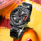 BINBOND D001 3D Hollow Motorcycle Rotating Wheel Watch, Black Steel-Red, Black Steel-Green, White Steel-Red, White Steel-Green, Black Net-Black Steel-Red, Black Net-Black Steel-Green, White Net-White Steel-Red, White Net-White Steel-Green              ...