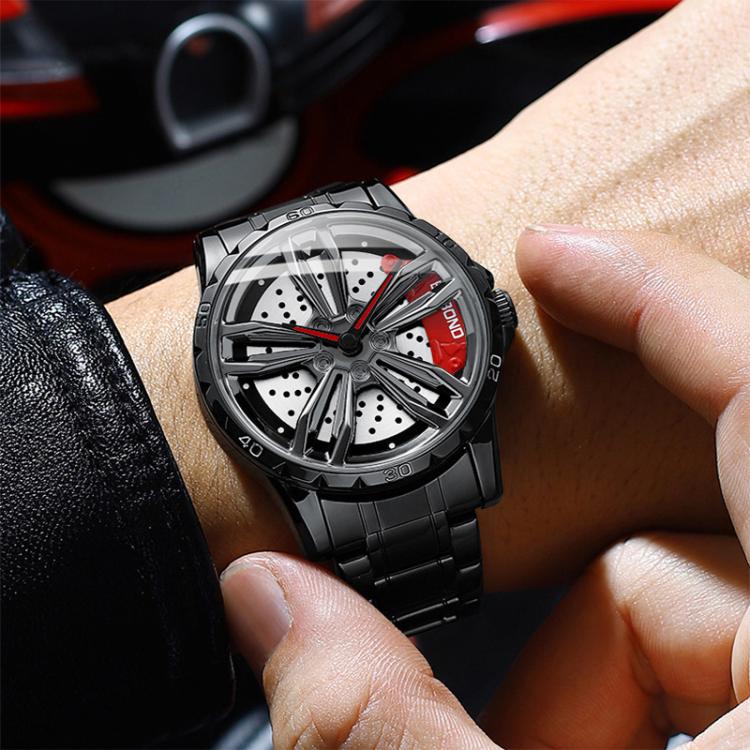 BINBOND D001 3D Hollow Motorcycle Rotating Wheel Watch, Black Steel-Red, Black Steel-Green, White Steel-Red, White Steel-Green, Black Net-Black Steel-Red, Black Net-Black Steel-Green, White Net-White Steel-Red, White Net-White Steel-Green              ...