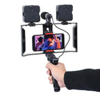 Smartphone Video Rig Kit with LED Fill Light & Microphone All-in-One Mobile Live Streaming, AY-49X