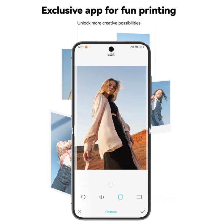 TELESIN Portable Instant Photo Printer With Magnetic Bag & Self-Adhesive Photo Paper For Travel & Memories