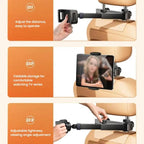 Telescopic Car Rear Pillow Phone Tablet Holder 2-Section Folding Headrest Bracket, 2-Section Plastic, 2-Section Iron
