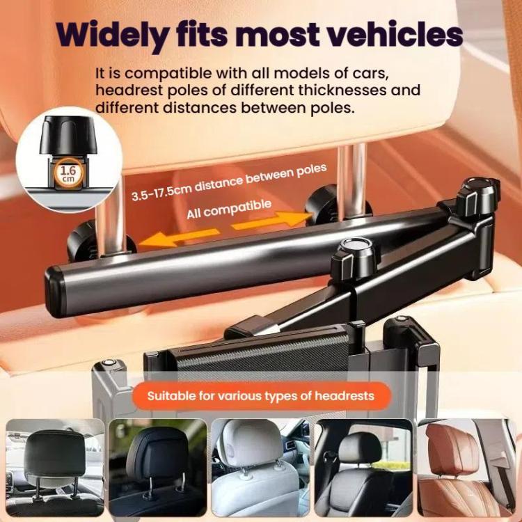 Telescopic Car Rear Pillow Phone Tablet Holder 3-Section Folding Headrest Bracket, 3-Section