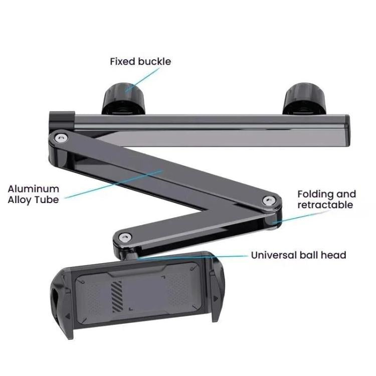 Telescopic Car Rear Pillow Phone Tablet Holder 3-Section Folding Headrest Bracket, 3-Section