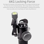 XILETU FM5C-MINI Adjustable 16.5-51cm Aluminum Tripod with 26mm Ball Head 6kg Load Capacity for 360-degree Panoramic Shooting, FM5C-MINI