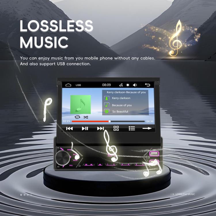 7 inch Universal Manual Retractable Screen Car MP5 Player Car Center Control All-in-One Wired Carplay, Standard, Standard+12 Light Camera