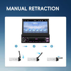 7 inch Universal Manual Retractable Screen Car MP5 Player Car Center Control All-in-One Wired Carplay, Standard, Standard+12 Light Camera