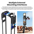 aMagisn Metal Cage for Insta360 X5 Wind Noise Reduction, Shockproof Mount with Dual Cold Shoe, PF01
