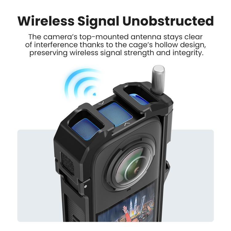 aMagisn Metal Cage for Insta360 X5 Wind Noise Reduction, Shockproof Mount with Dual Cold Shoe, PF01