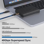 QGeeM USB4 Type-C PD 240W Fast Charging Cable With Digital Display, 40Gbps Data Transfer, 8K 60Hz Video Output For Laptop/Phone/Tablet, 1m