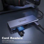 QGeeM 9 In 1 USB-C/Type-C Docking Station Hub VGA+2xHDMI+PD 87W+USB2.0/USB3.0+SD/Micro SD+3.5mm, VGA Version