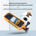 For Insta360 X5 360 Camera CQT Expandable Protective Cage Shockproof Case, Vertical Black, Horizontal Black, Vertical Orange, Horizontal Orange