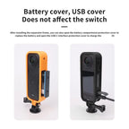For Insta360 X5 360 Camera CQT Expandable Protective Cage Shockproof Case, Vertical Black, Horizontal Black, Vertical Orange, Horizontal Orange