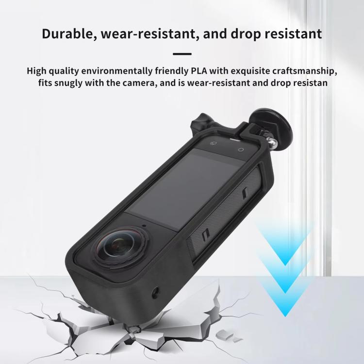 For Insta360 X5 360 Camera CQT Expandable Protective Cage Shockproof Case, Vertical Black, Horizontal Black, Vertical Orange, Horizontal Orange