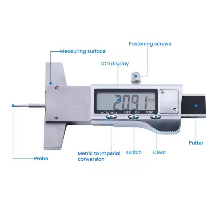 Syntek Electronic Digital Display Tire Tread Depth Caliper 0-25mm Measuring Tread Depth Gauge, All-metal