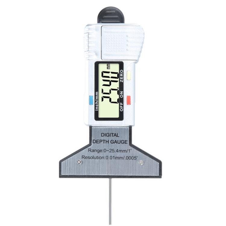 Syntek Digital Depth Ruler 0-25mm Electronic Tire Tread Measuring Ruler, Black, Silver